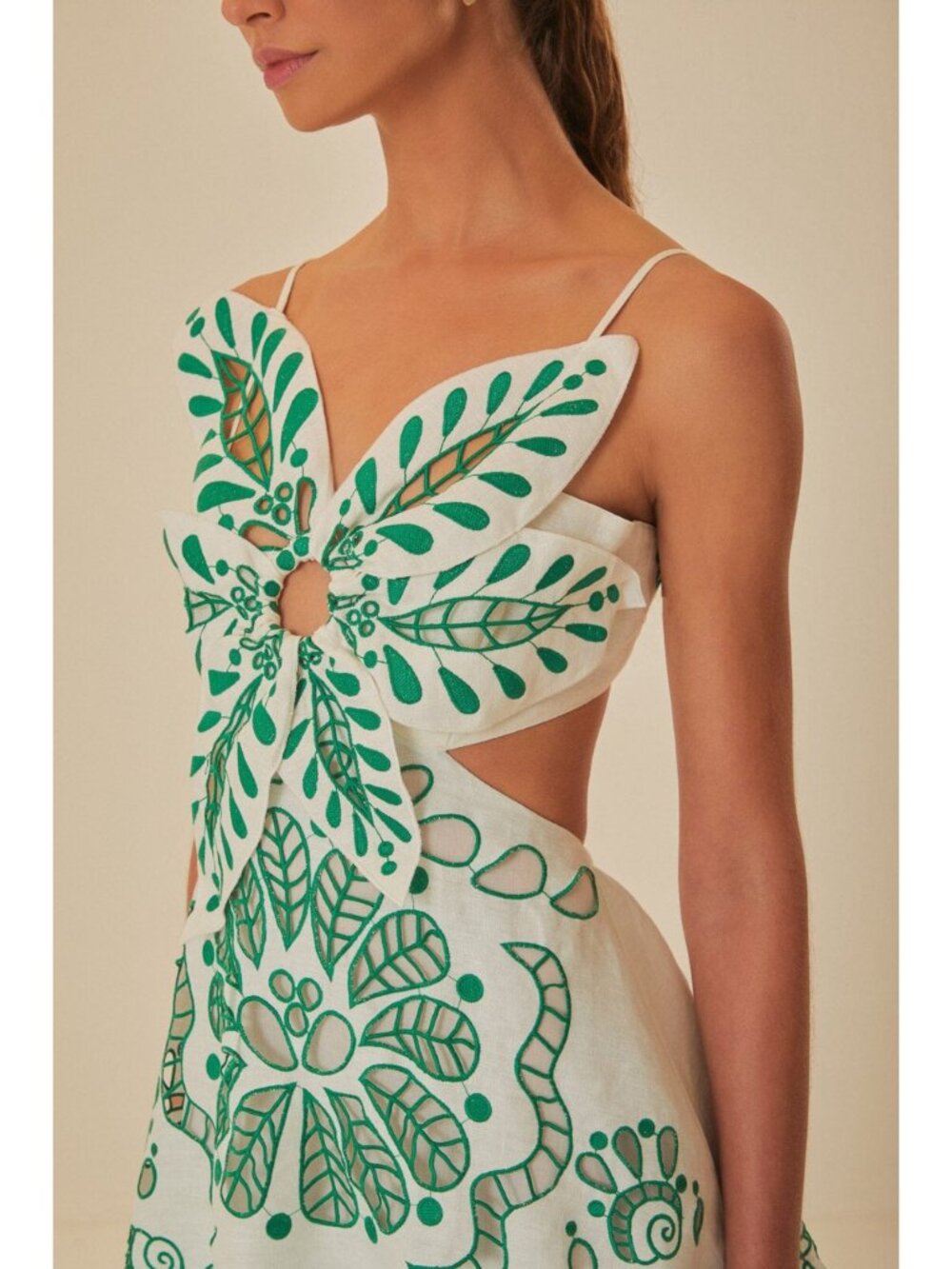 FARM Rio Flower Richelieu Linen Embroidered Midi Dress XS EUC - Picture 7 of 16